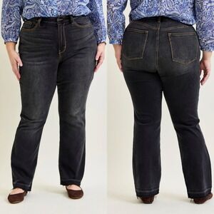 Judy Blue Womens‎ Release Hem Slim Bootcut Jeans Plus Size 15/32 Vintage Black